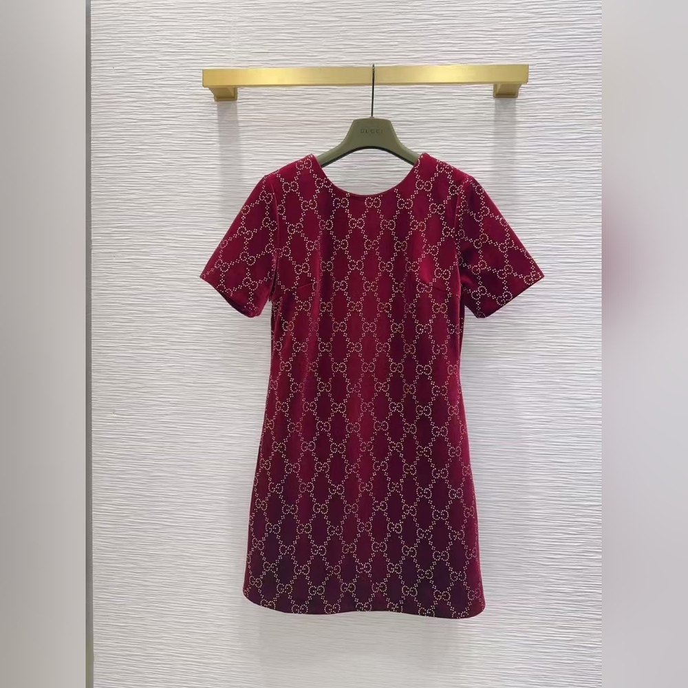 Gucci embroidered cotton velvet dress